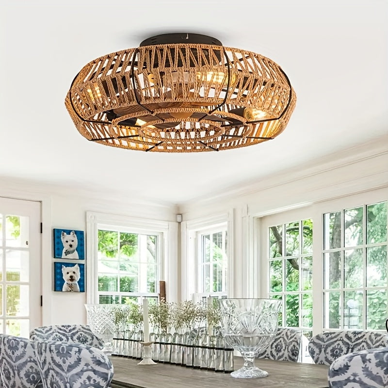 Handwoven Rattan Ceiling Fan – Zen Style and Functionality