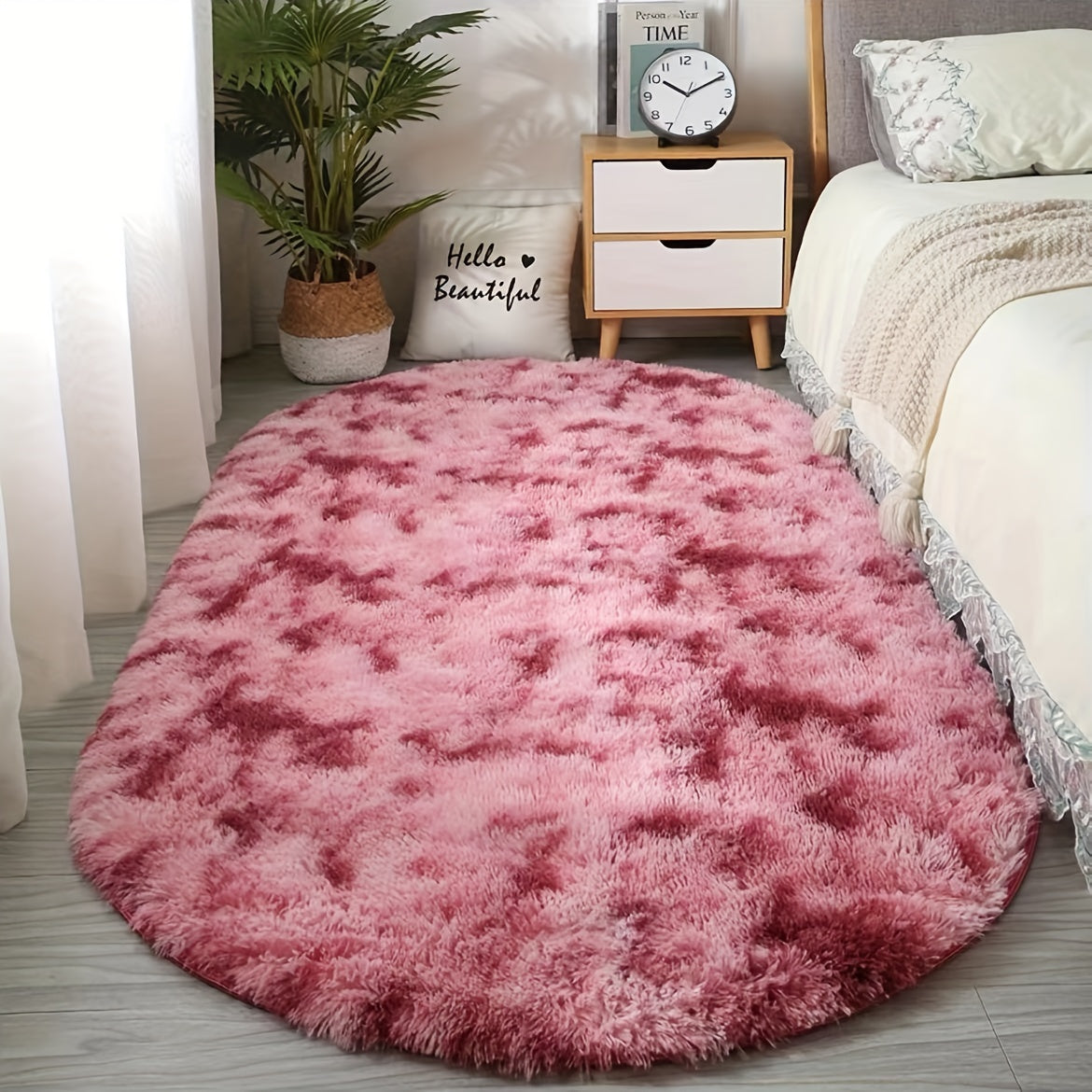 Plush Oval Rug – Soft and Stylish Rug for Bedroom and Living Room Decoration