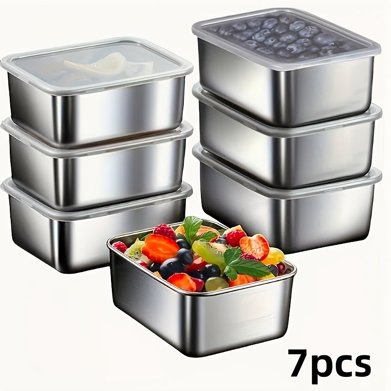 7-Piece Stainless Steel Food Storage Set – Leakproof and Stackable Containers for Home or Outdoor