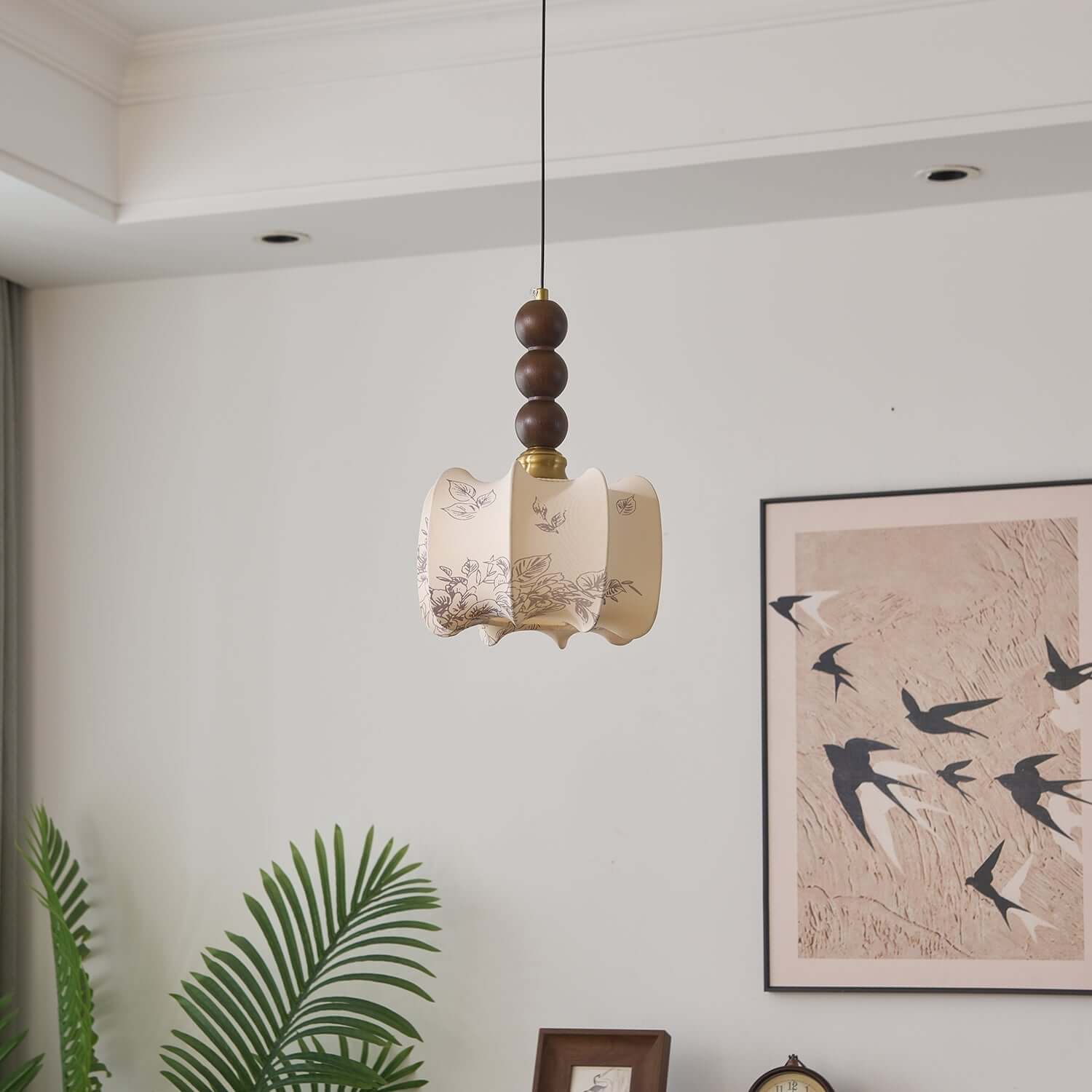 Pendant Light with Glass - Wood & Metal