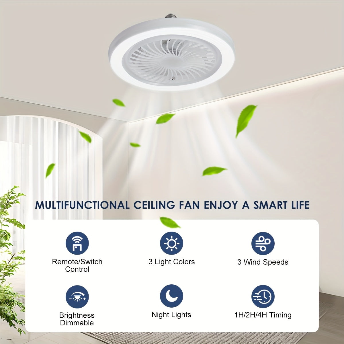 LED Slim Ceiling Fan Light – Dimmable and Quiet