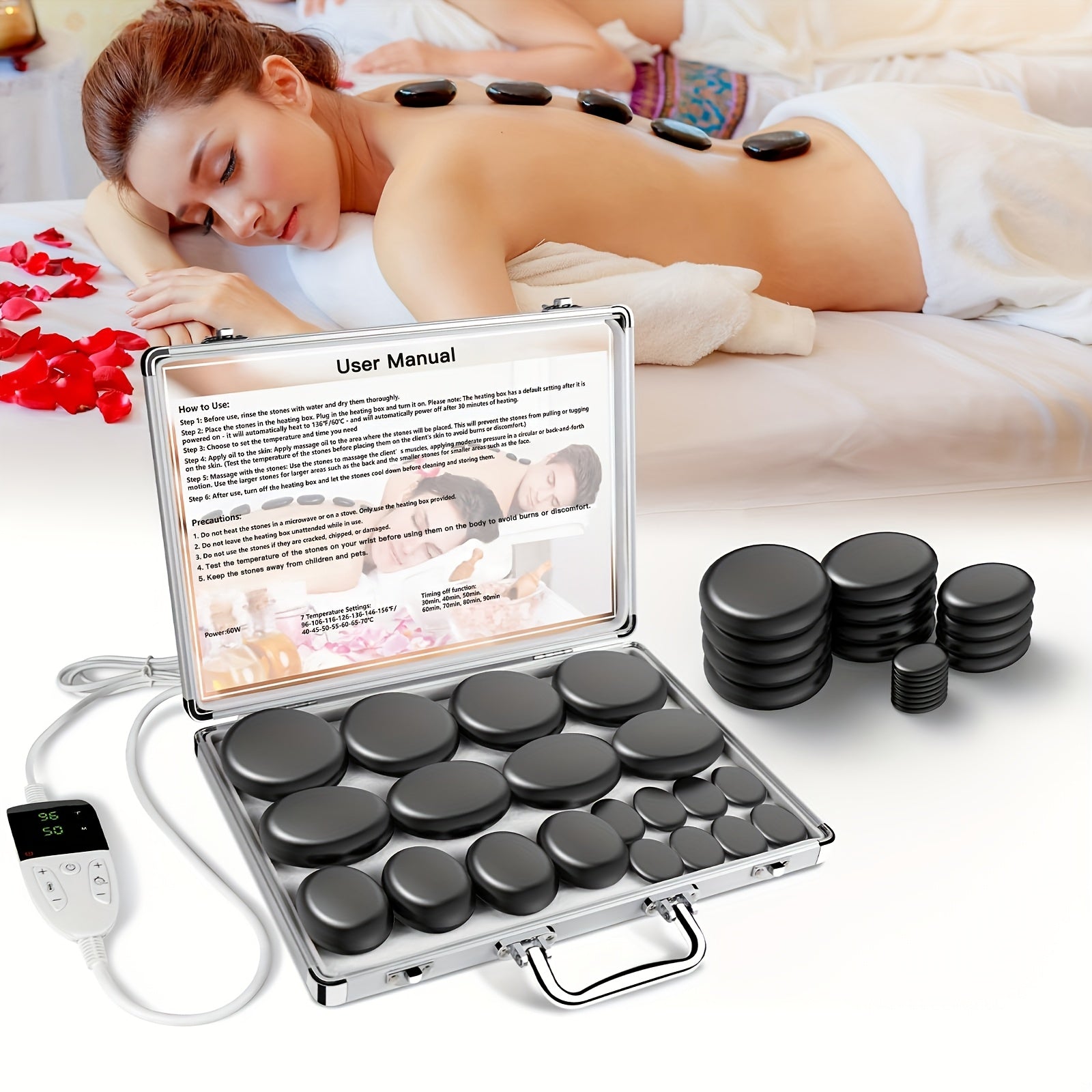 Professional Hot Stone Massage Set – Complete with Heater