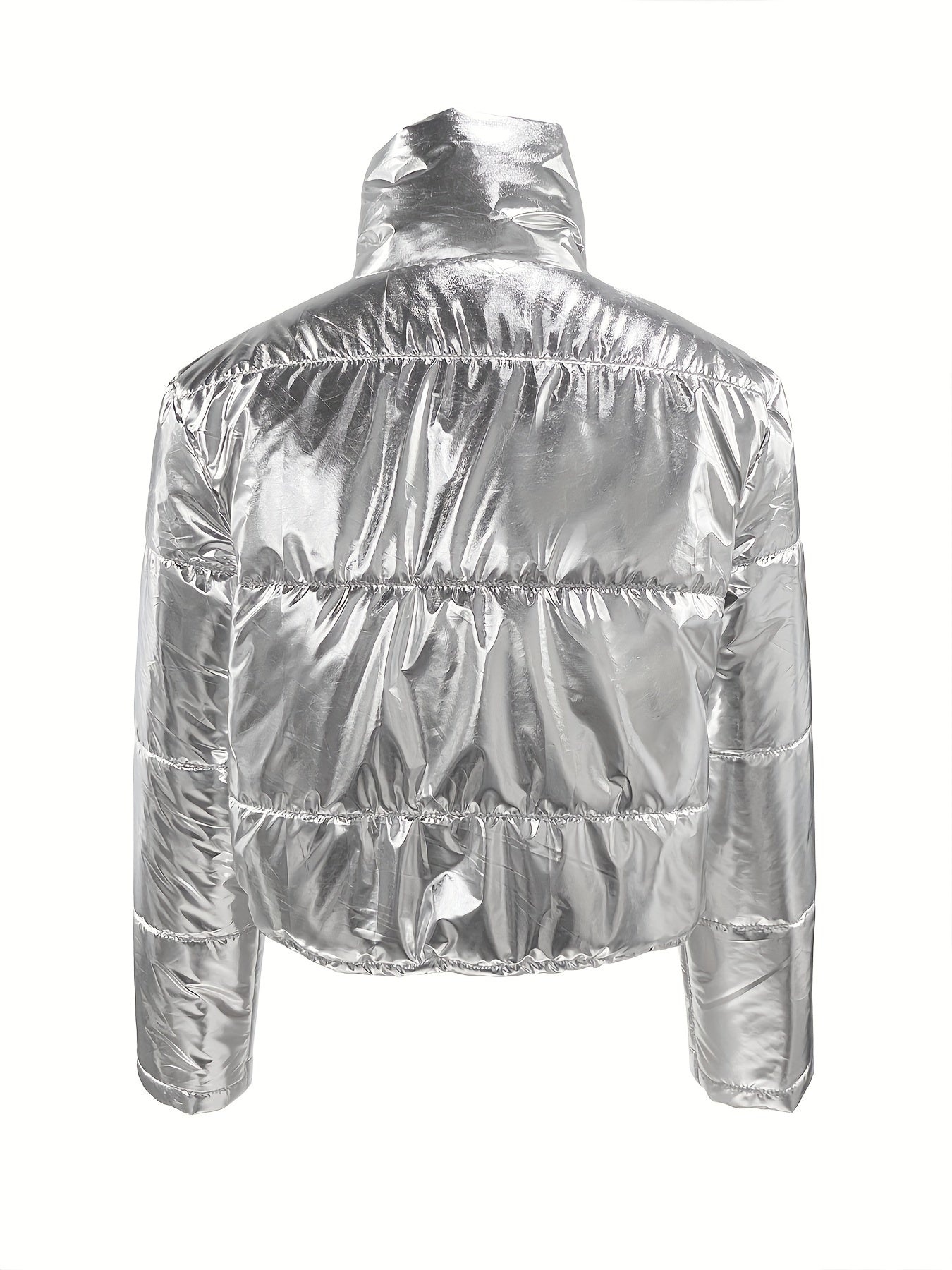 Shiny Short Jacket with Zip - Warm and Stylish Winter Jacket for Women