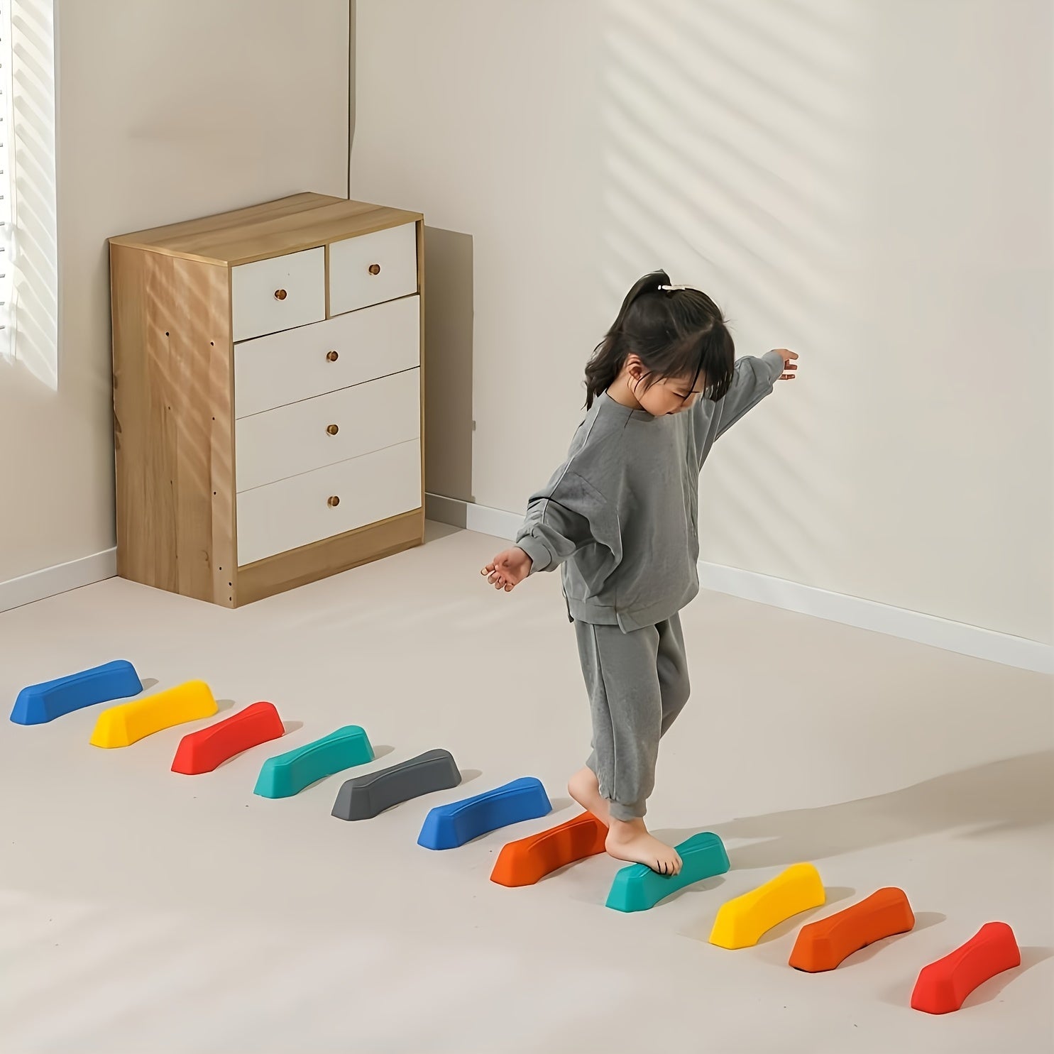 Educational Balance Blocks Set for Children – Colourful Stepping Stones for Indoor and Outdoor Use