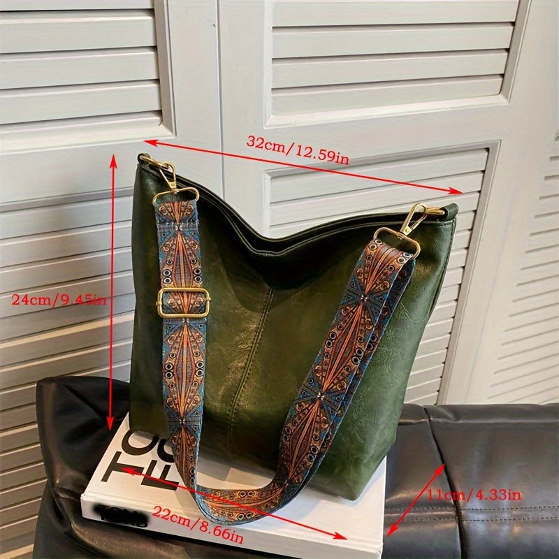 Wide Geometric Bag – Large Capacity Crossbody with Retro Vibe