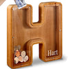 TreasureNest Coin Bank | Personalized wooden savings box in A-Z letter designs