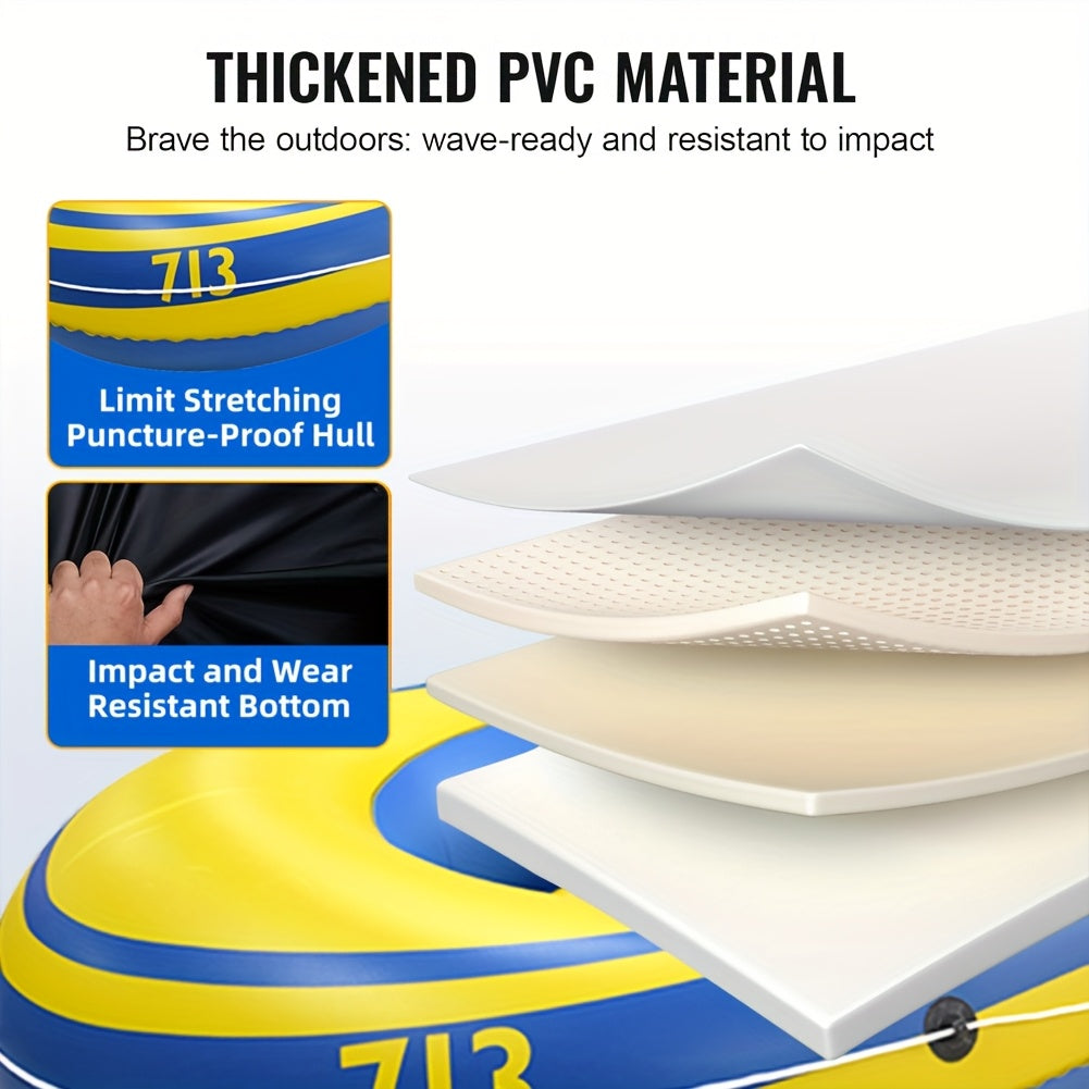 Inflatable Fishing Boat Set – Lightweight PVC Boat for 2 People with Paddles