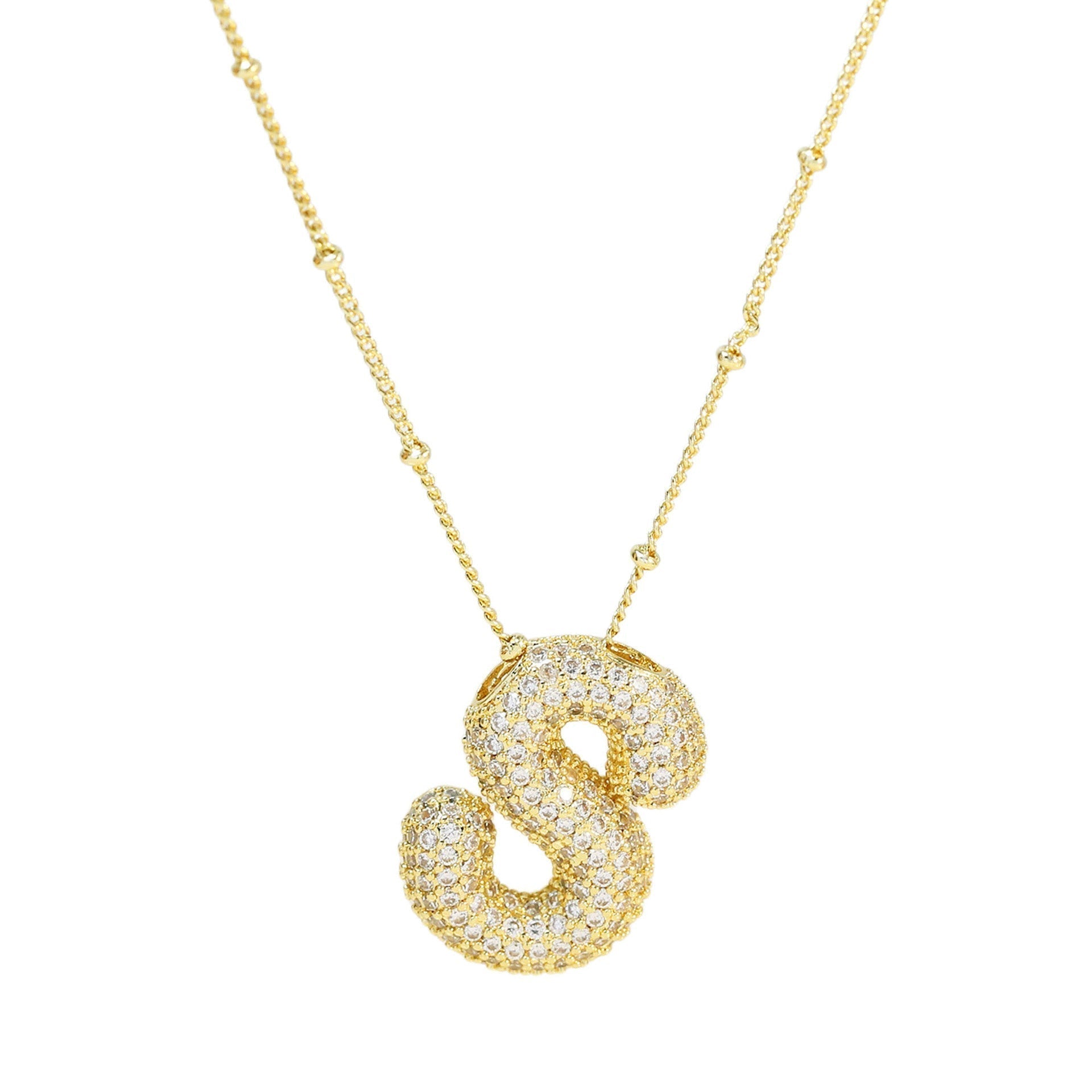Ladies' Necklace – Initial Pendant – Sparkling Stones – Refined Chain Necklace – Statement Jewellery
