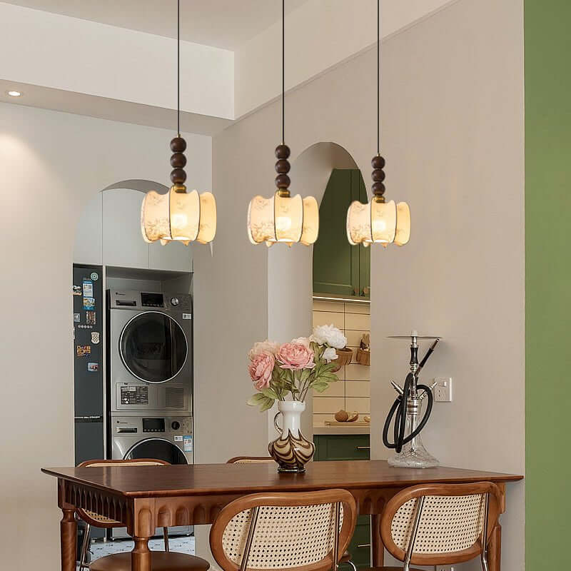 Pendant Light with Glass - Wood & Metal