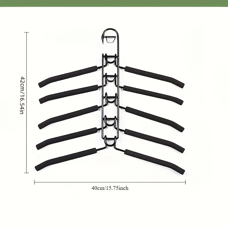 Multi-Layer Hanger Set – 5-in-1 Space-Saving Organiser with Non-Slip Foam Pads