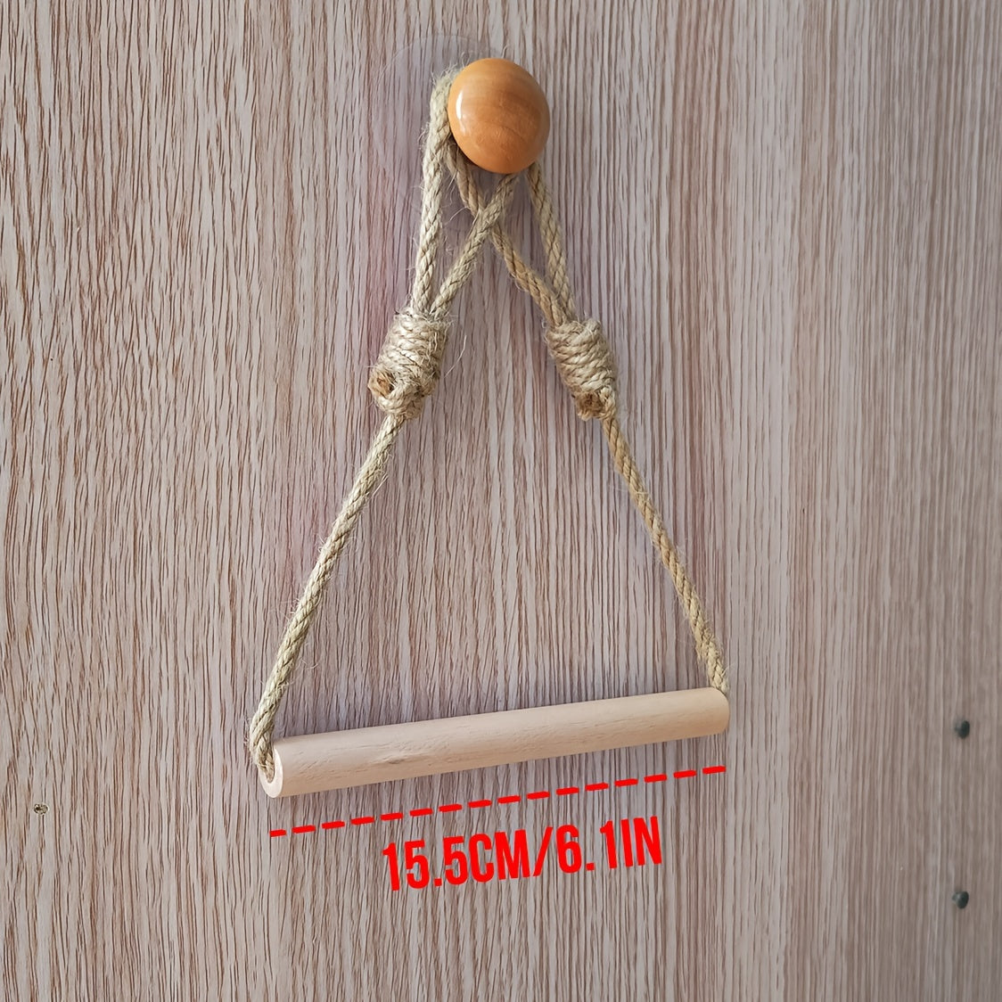 Rustic Toilet Paper Holder – Macramé Rope and Wooden Stick for Bathroom