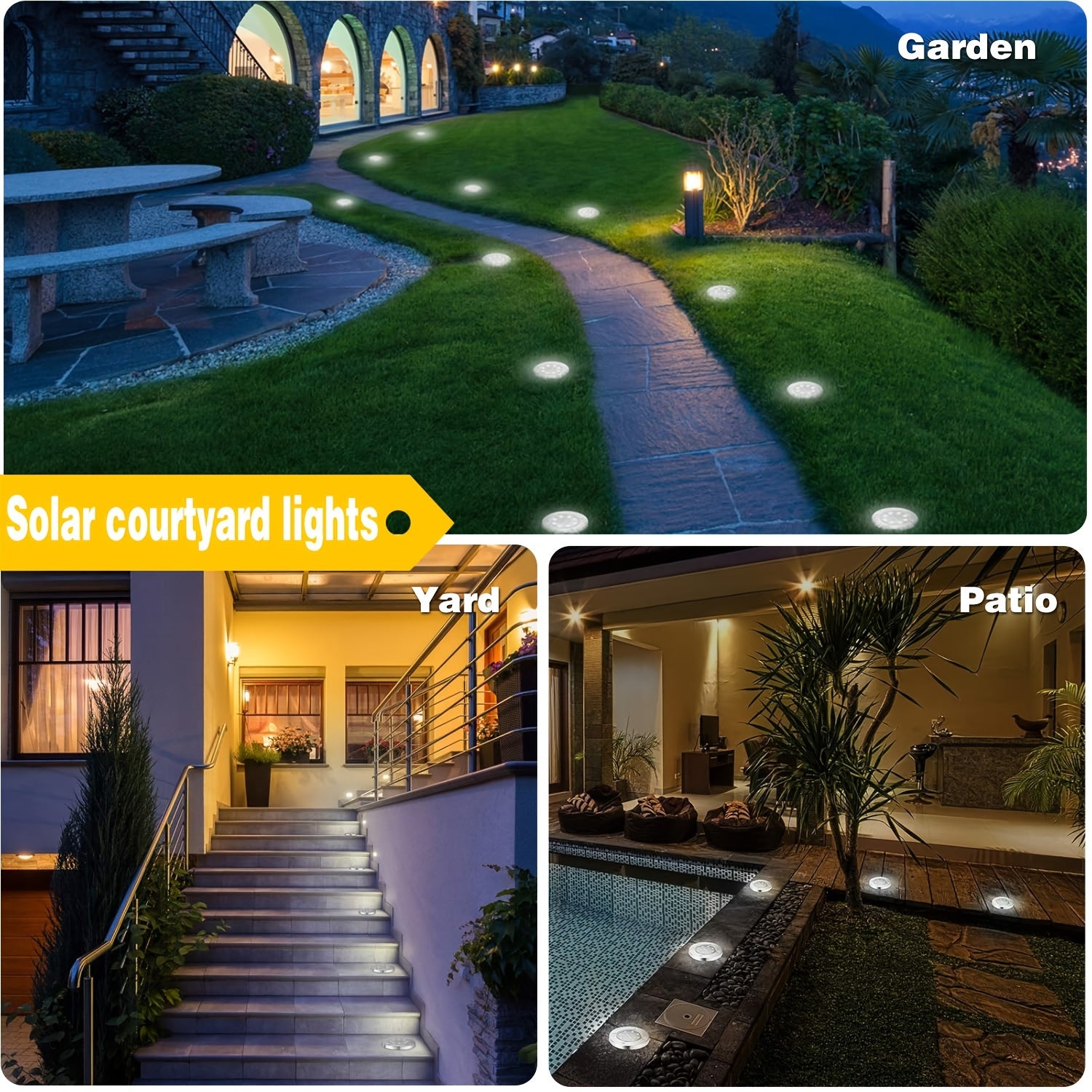 Solar Ground Spotlight – Geometric Stainless Steel Design for Gardens and Paths