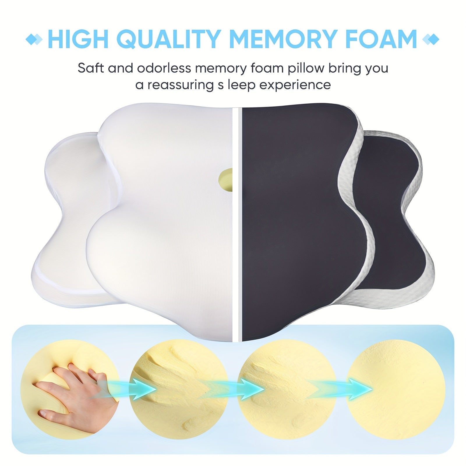 Ergonomic Memory Foam Neck Pillow – For Optimal Comfort and Support During the Night