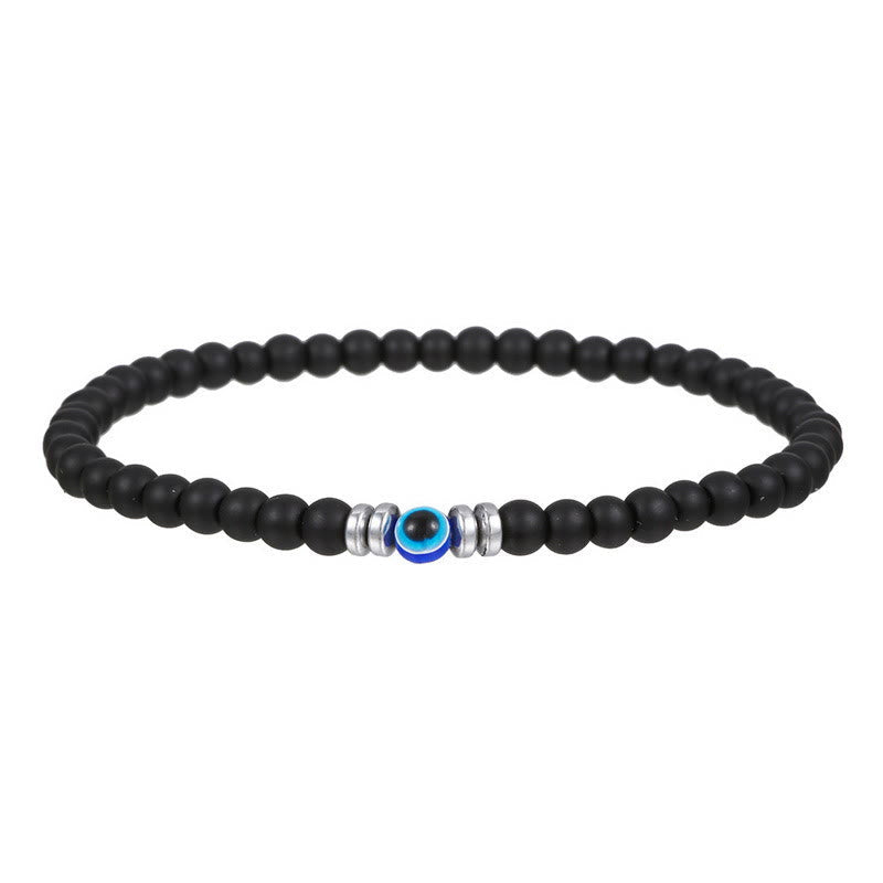 Men's Bracelet Made of 4 mm Natural Stone with Evil Eye Bead – Thor