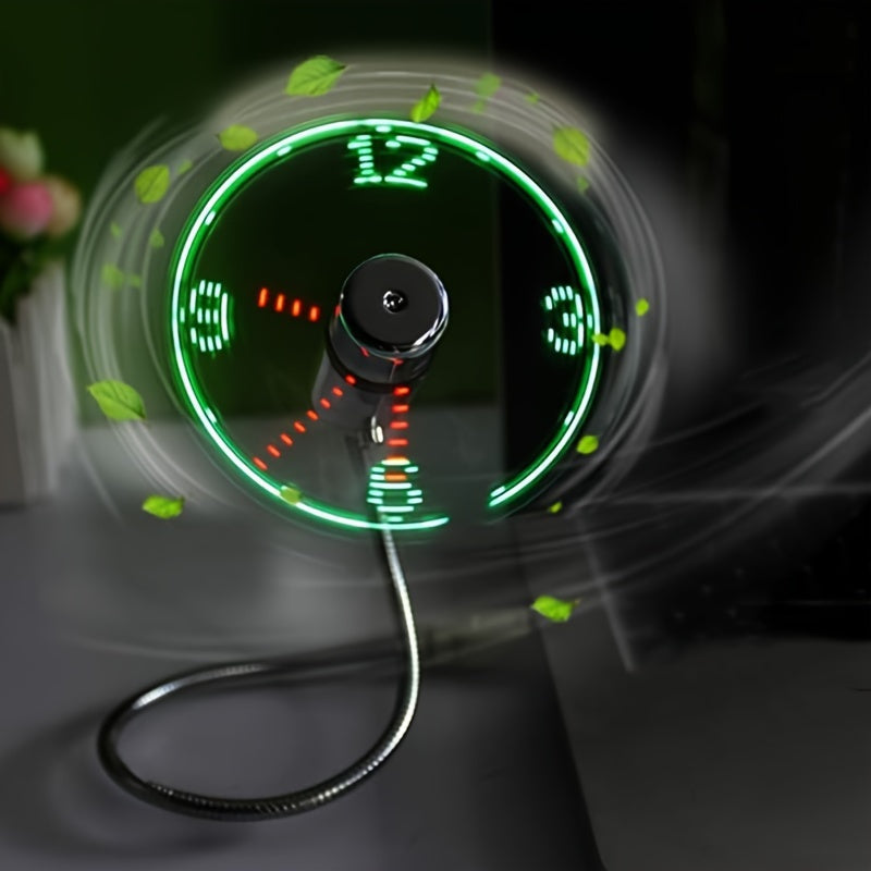 Portable USB LED Clock Fan with Time Display