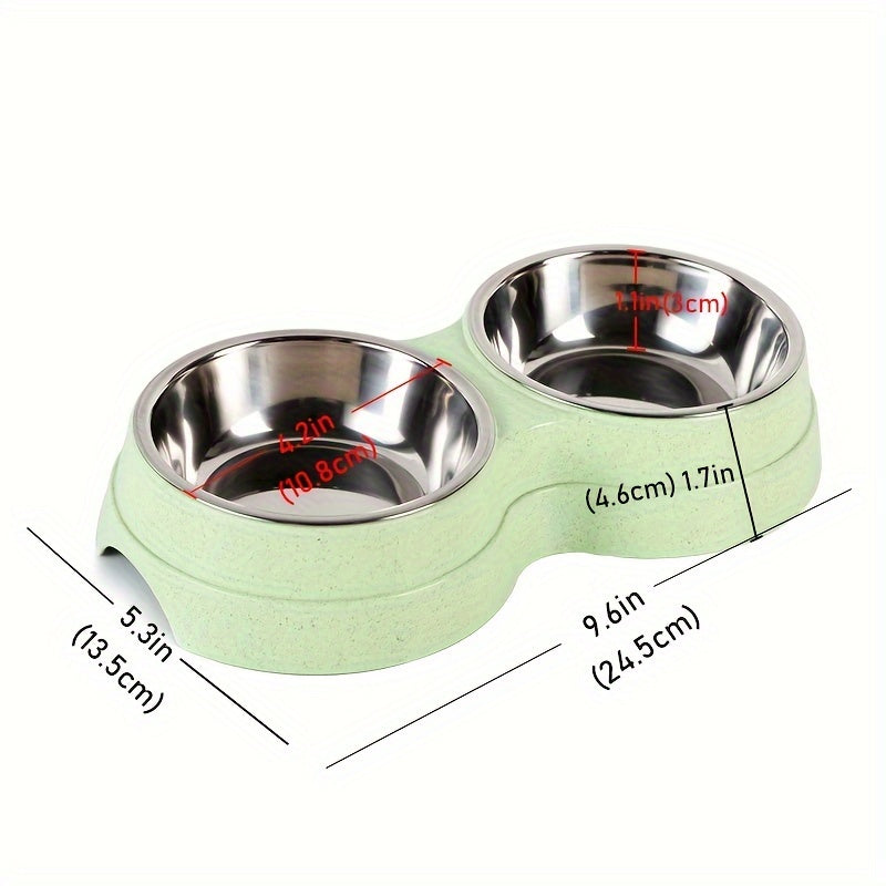 Stainless Steel Double Pet Bowl – Perfect for Feeding and Drinking