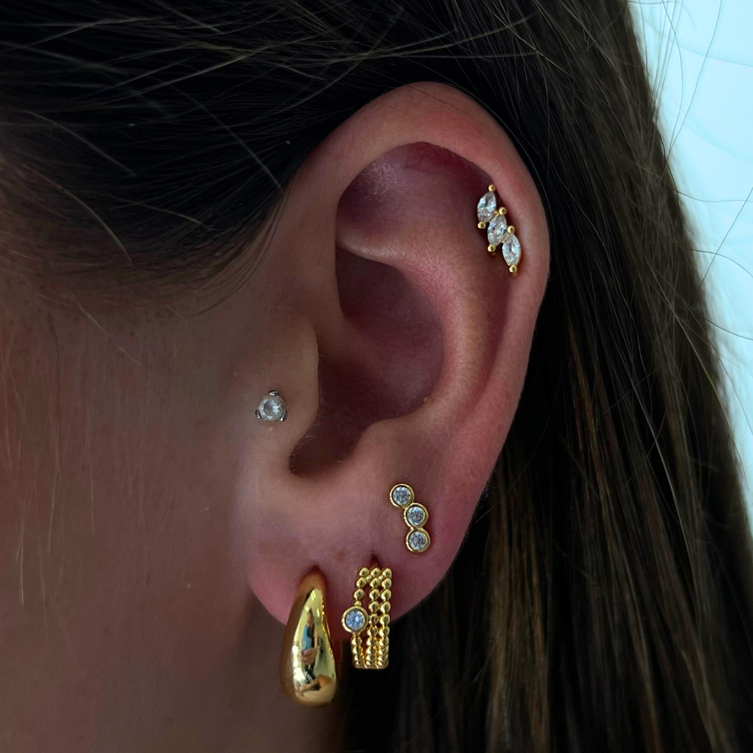 Ladies' Earrings - Glossy Finish - Chunky Design - Modern Tapered Shape