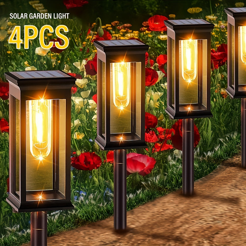 Set of 4 Solar Garden Lights – Durable and Bright for Gardens and Pathways