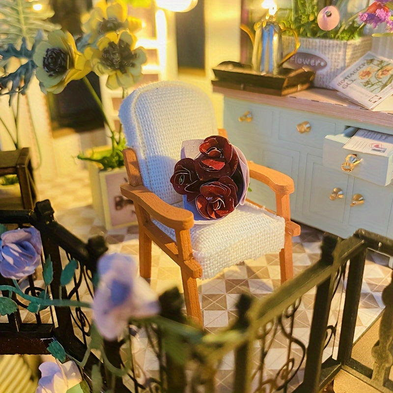 DIY Miniature Greenhouse House with Lighting – Handmade 3D Puzzle for Creative Decoration