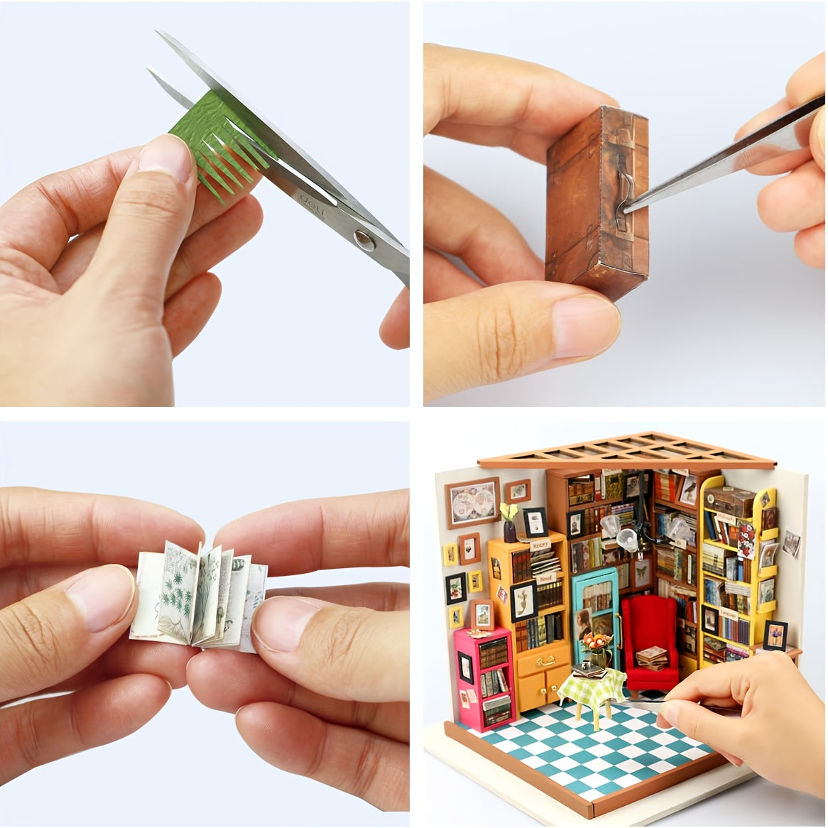DIY Miniature House Kit – Sam's Study with Detailed Bookshelves and Furniture