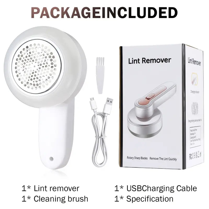 PluisX – Rechargeable Electric Lint Remover for Clothing, Furniture and Carpets – Includes USB Cable and Cleaning Brush