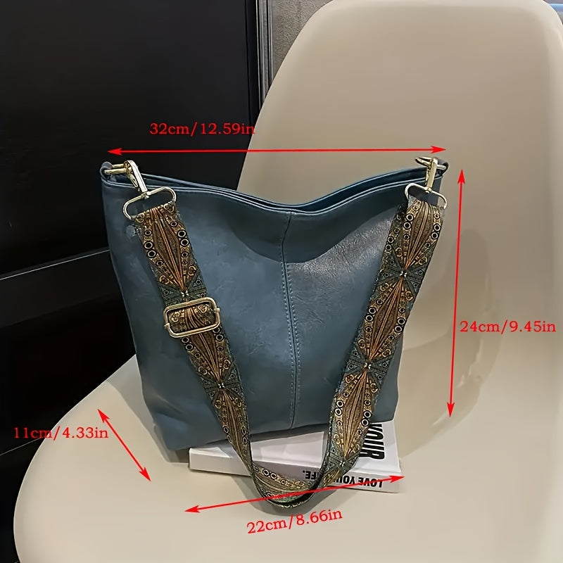 Wide Geometric Bag – Large Capacity Crossbody with Retro Vibe