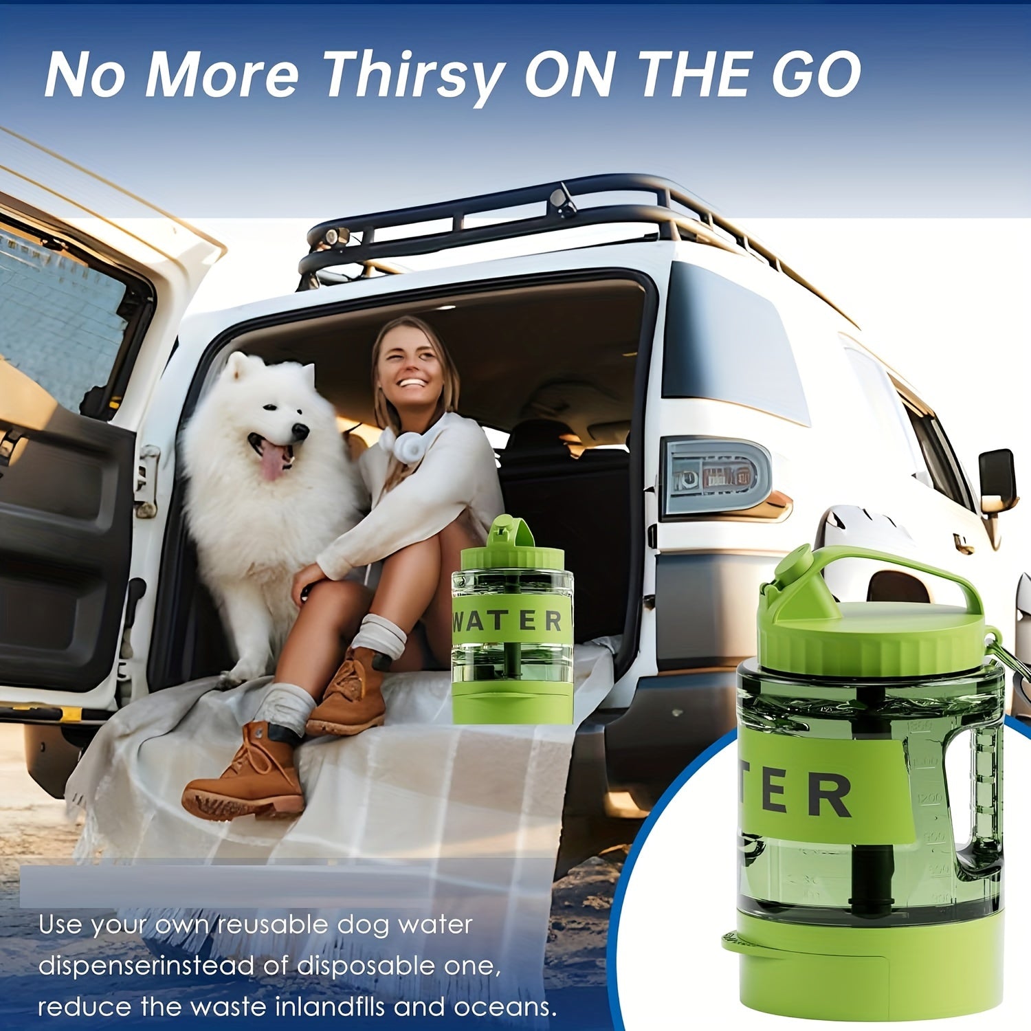 Large Capacity 74oz Dog Water Bottle – Portable Bowl for Outdoor Adventures