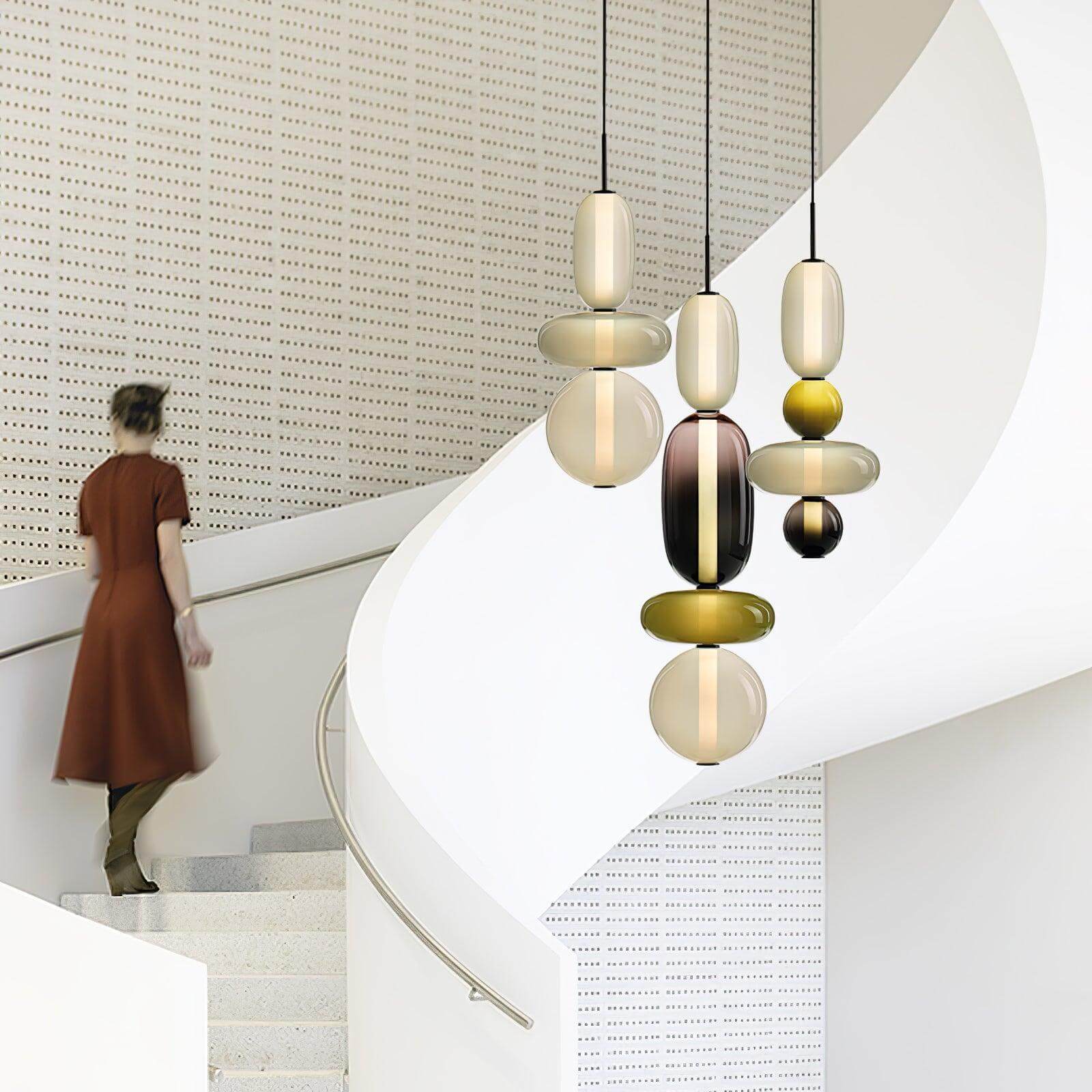 Modern Pendant Light with Coloured Glass