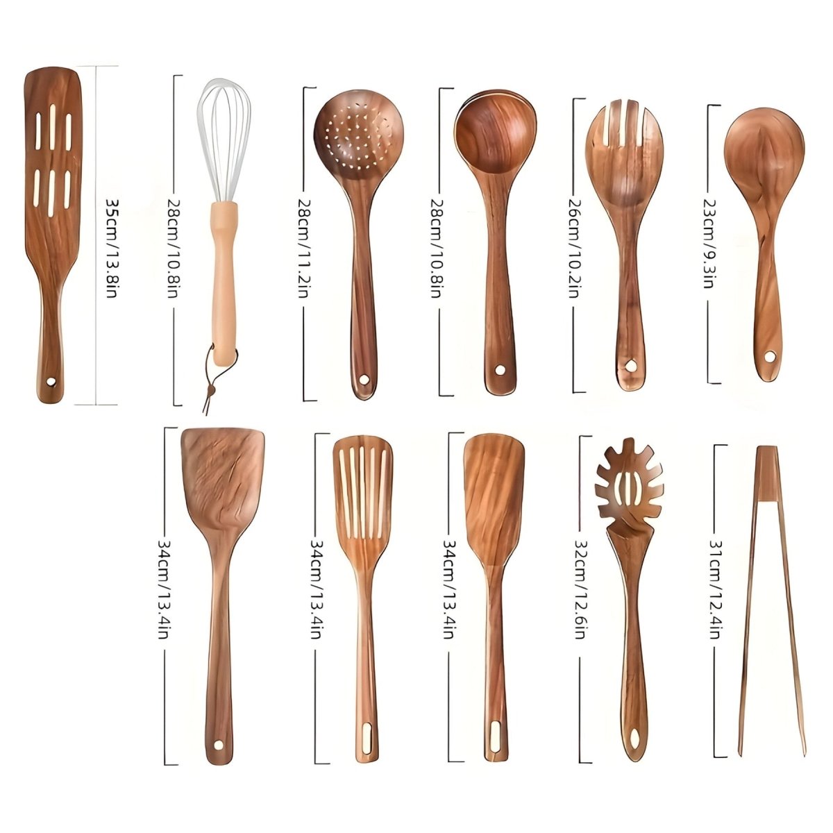 11-Piece Heat-Resistant Wooden Kitchen Utensil Set – WoodChef