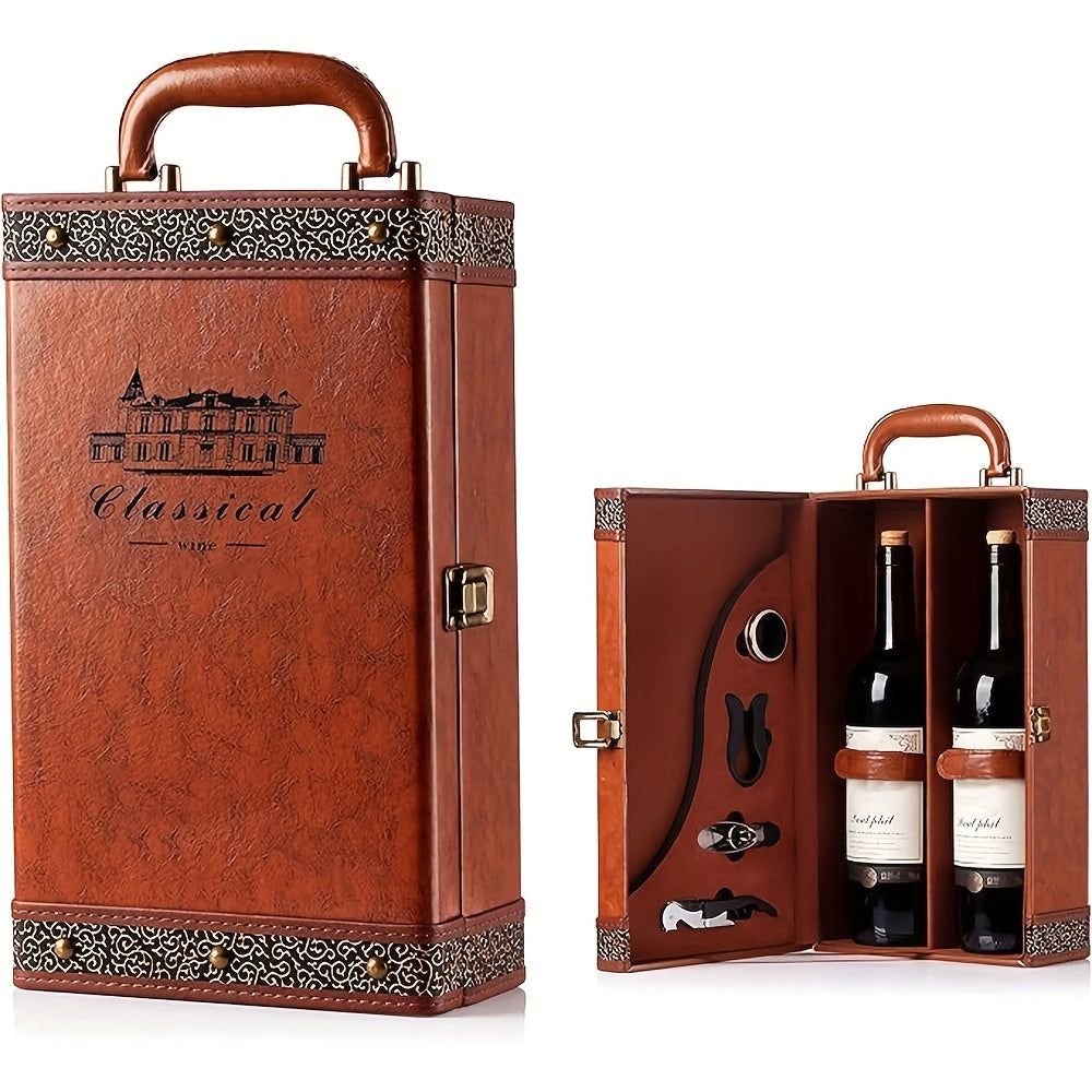 Classic 2-Bottle Wine Carrier with Accessories – Portable Gift Box