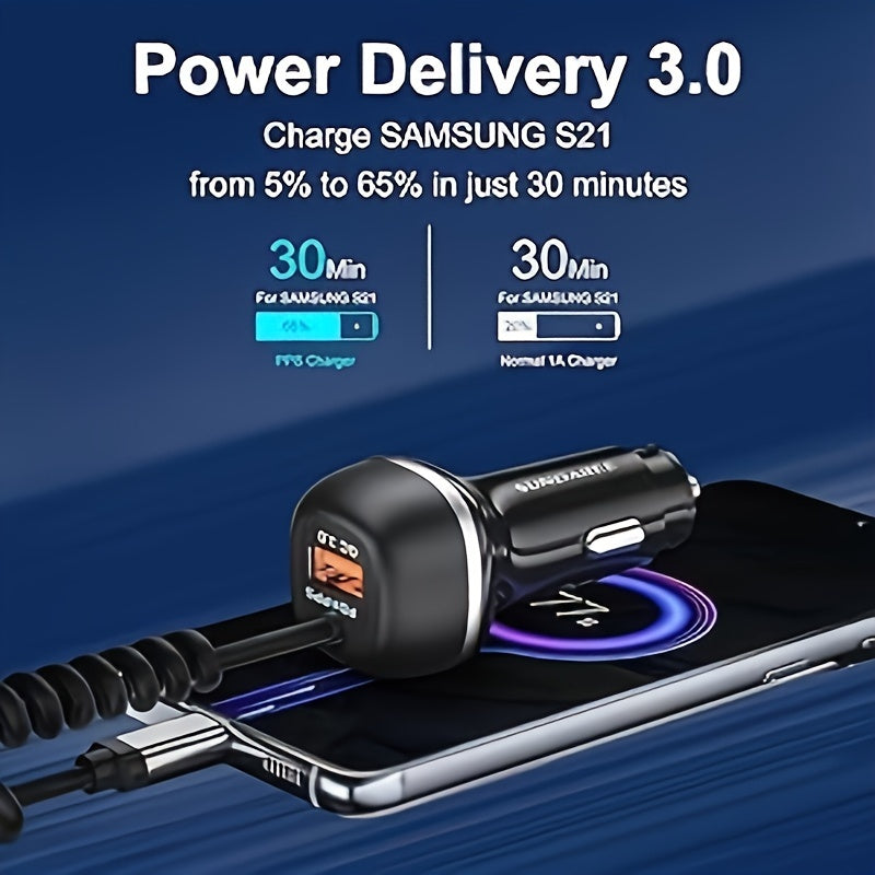 Fast Rechargeable USB-C 51W Car Charger – For Super Fast Charging of Multiple Devices
