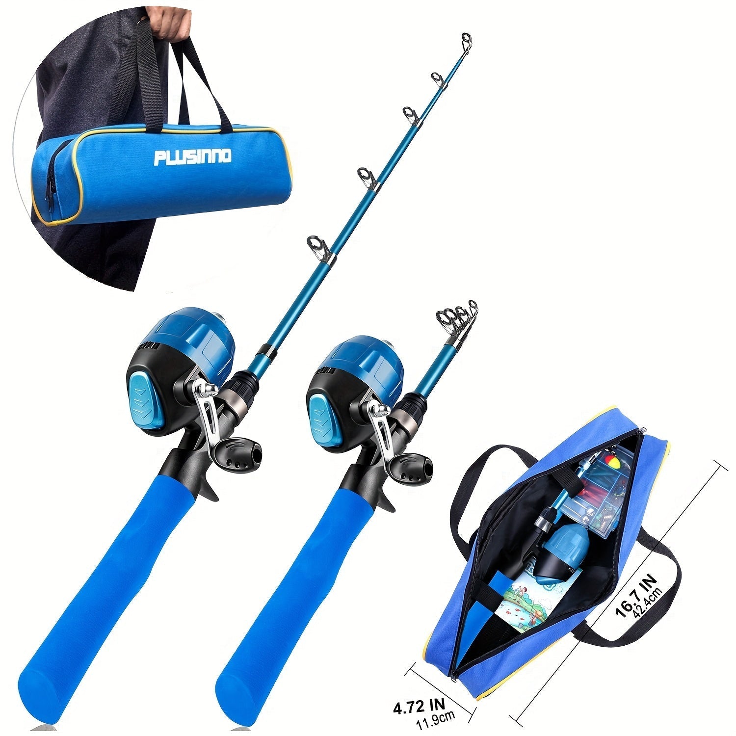Complete Beginner Telescopic Fishing Rod & Reel Set with Carry Bag and Tackle Box