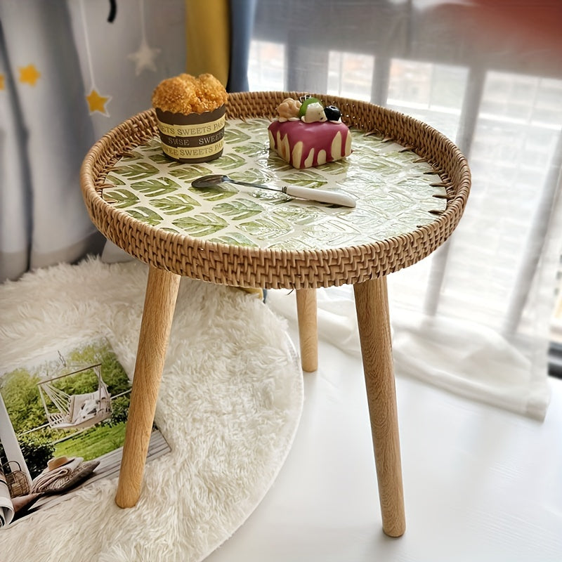 Scandinavian Rattan Side Table - Elin