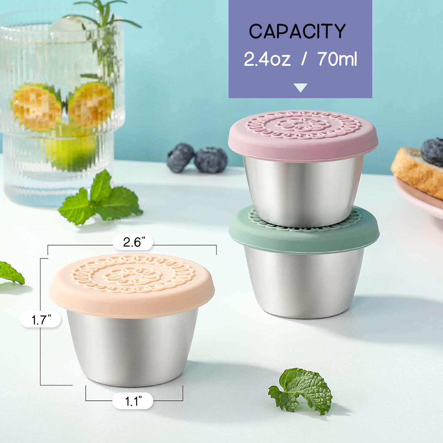 Leak-proof Stainless Steel Sauce Cups (Set of 6) – FlavorPods