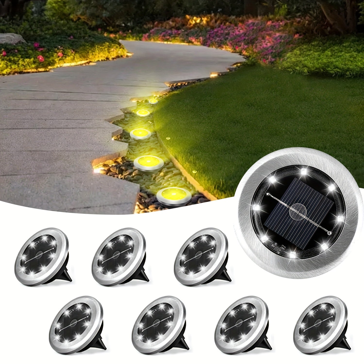 Solar Ground Spotlight – Geometric Stainless Steel Design for Gardens and Paths