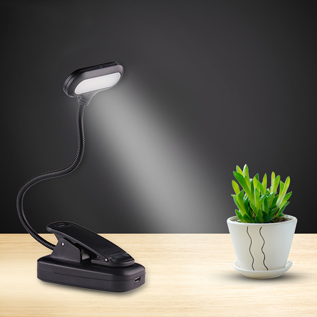 Flexible Clip Lamp - Portable Reading Light with Adjustable Neck for Home or Travel