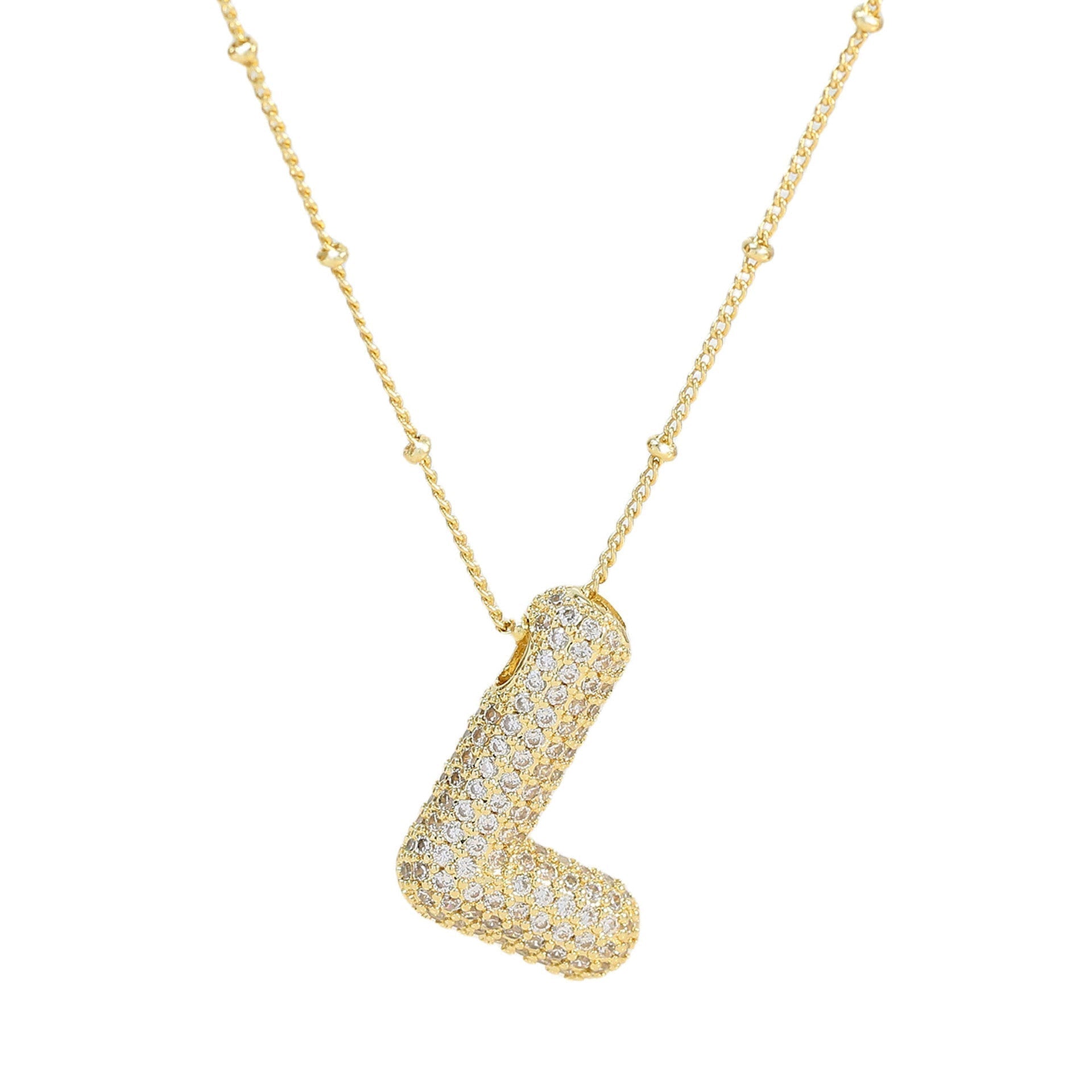 Ladies' Necklace – Initial Pendant – Sparkling Stones – Refined Chain Necklace – Statement Jewellery