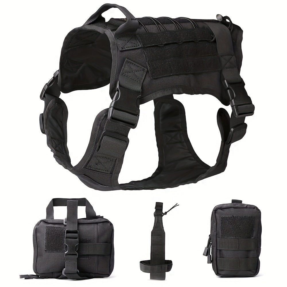 Tactical Dog Harness with Pockets – Durable Nylon Harness for Training and Adventures