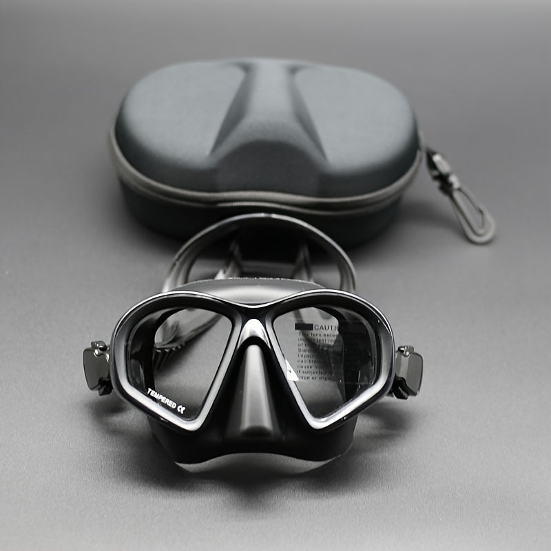 Tempered Diving Mask with Storage Case - Dive Goggles with Anti-Fog and Camera Mount