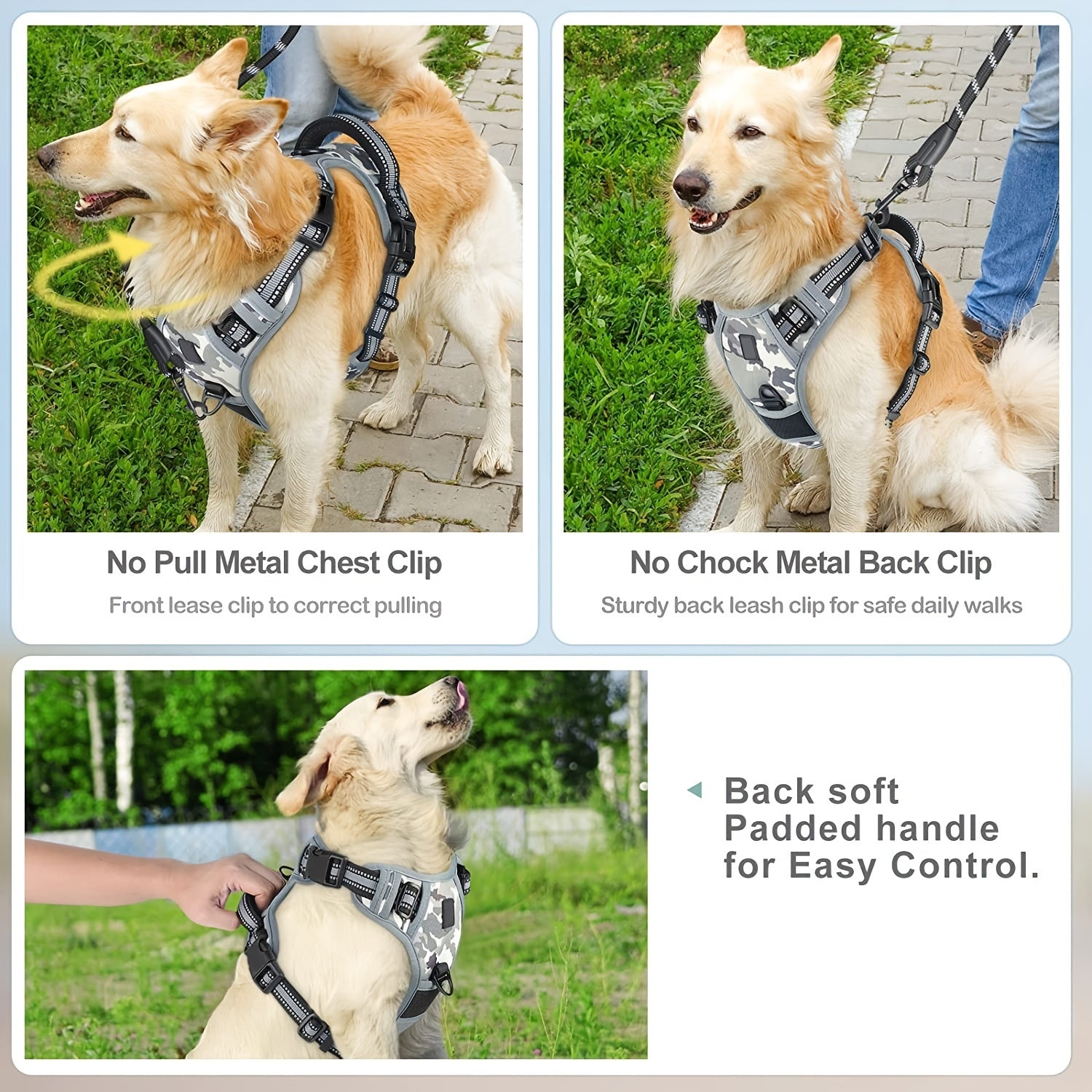 Reflective No-Pull Dog Harness – Easy Walking and Training with Handle