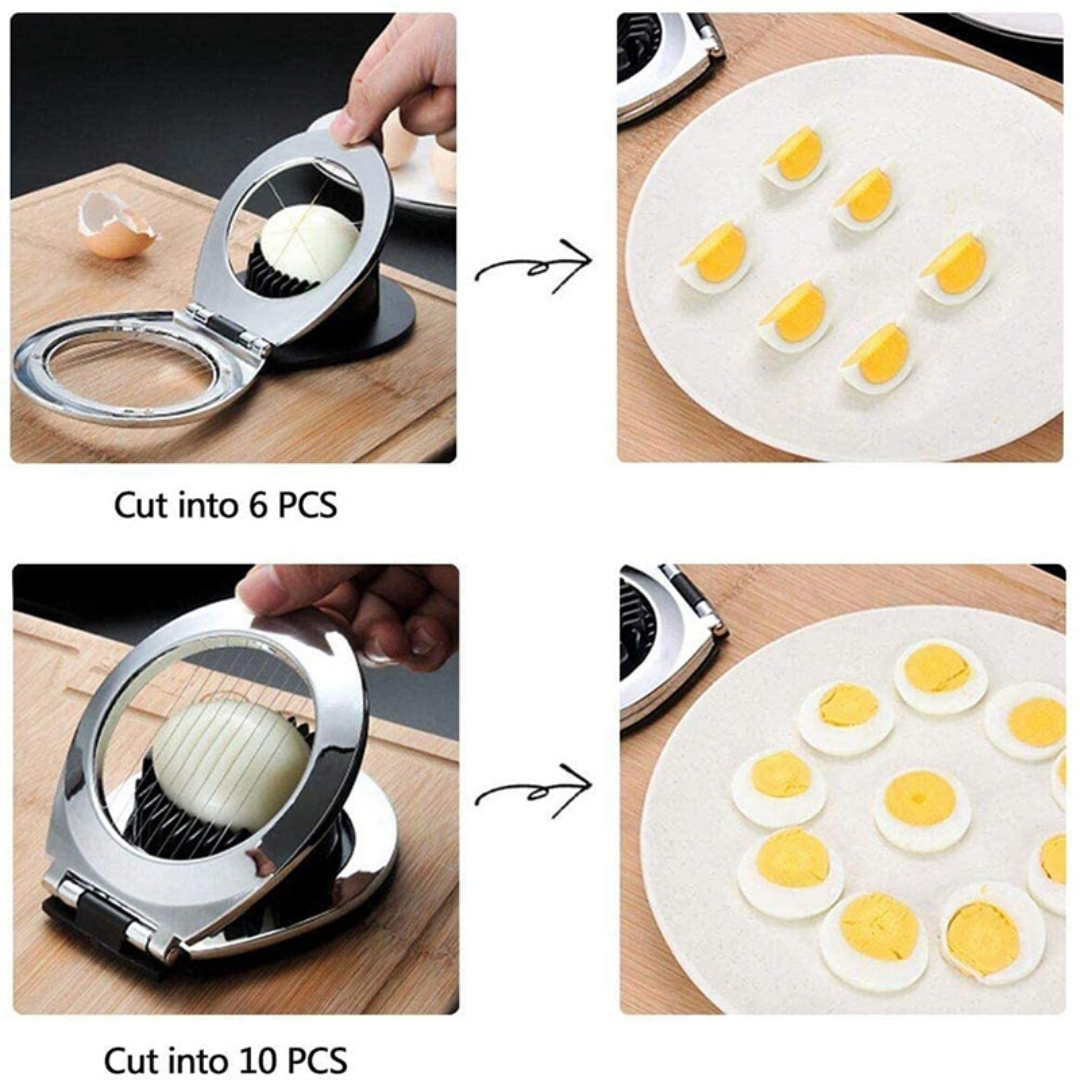 Egg Slicer Made of Stainless Steel – 3 Cutting Styles for Quick Preparation!