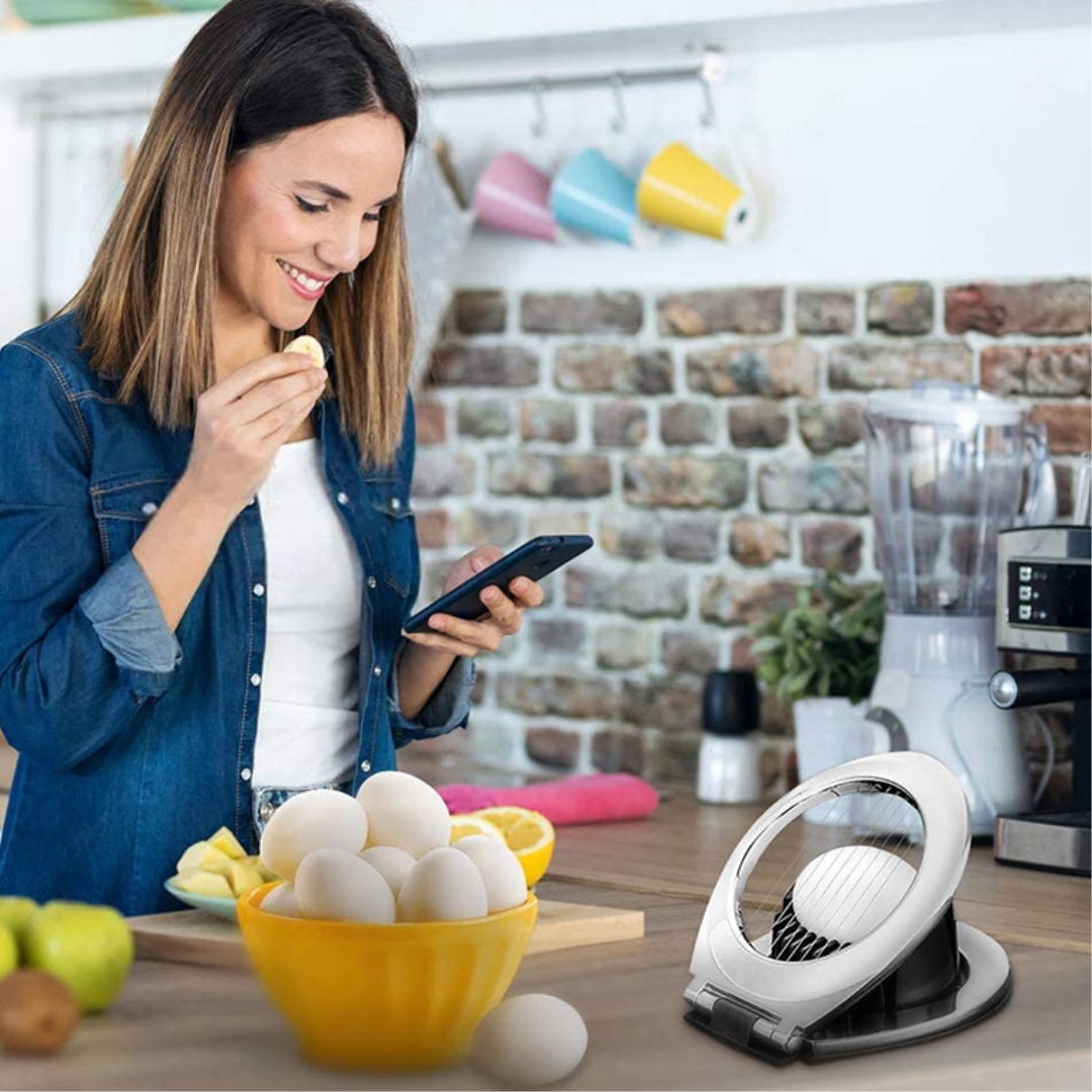 Egg Slicer Made of Stainless Steel – 3 Cutting Styles for Quick Preparation!