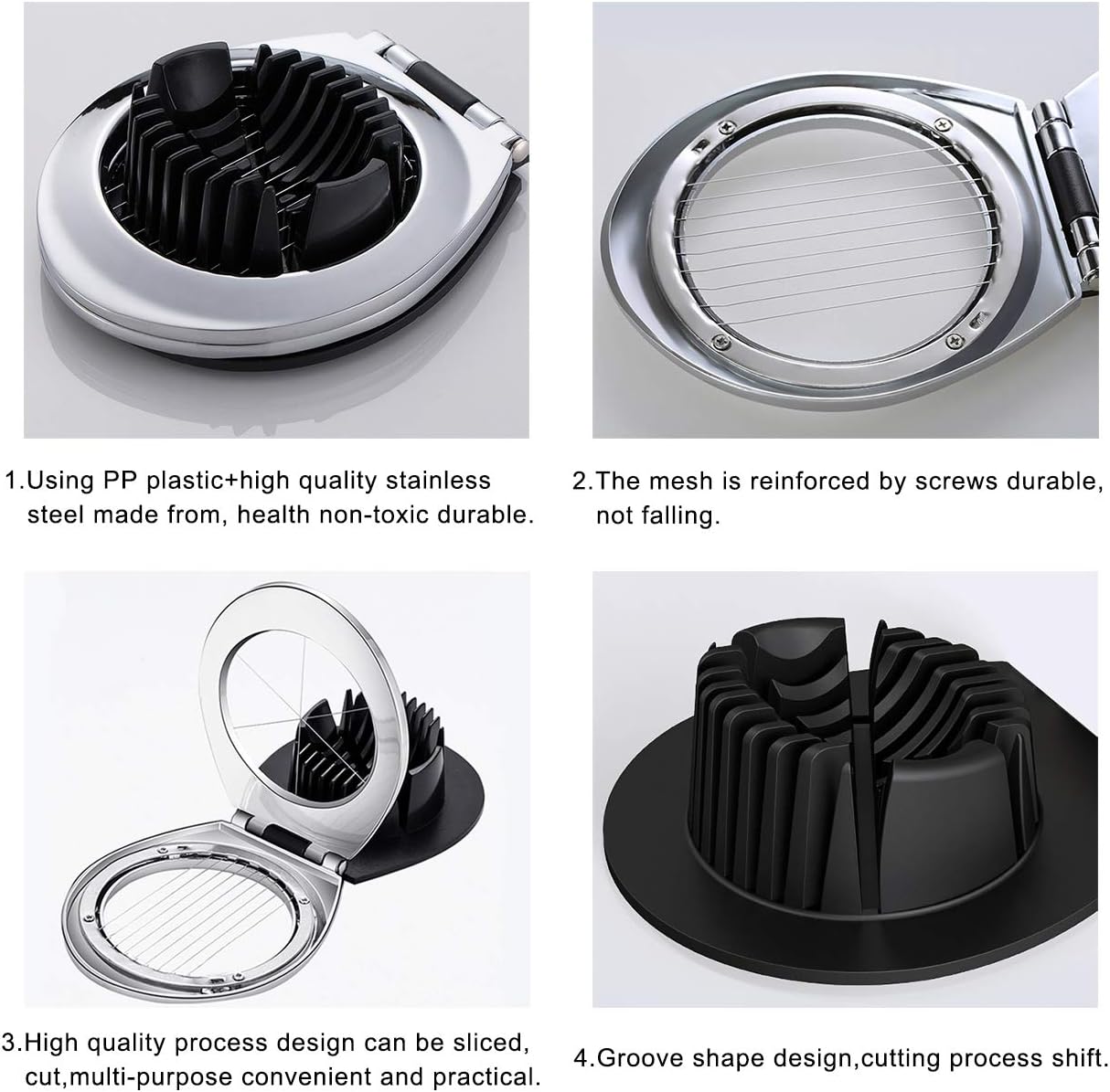 Egg Slicer Made of Stainless Steel – 3 Cutting Styles for Quick Preparation!