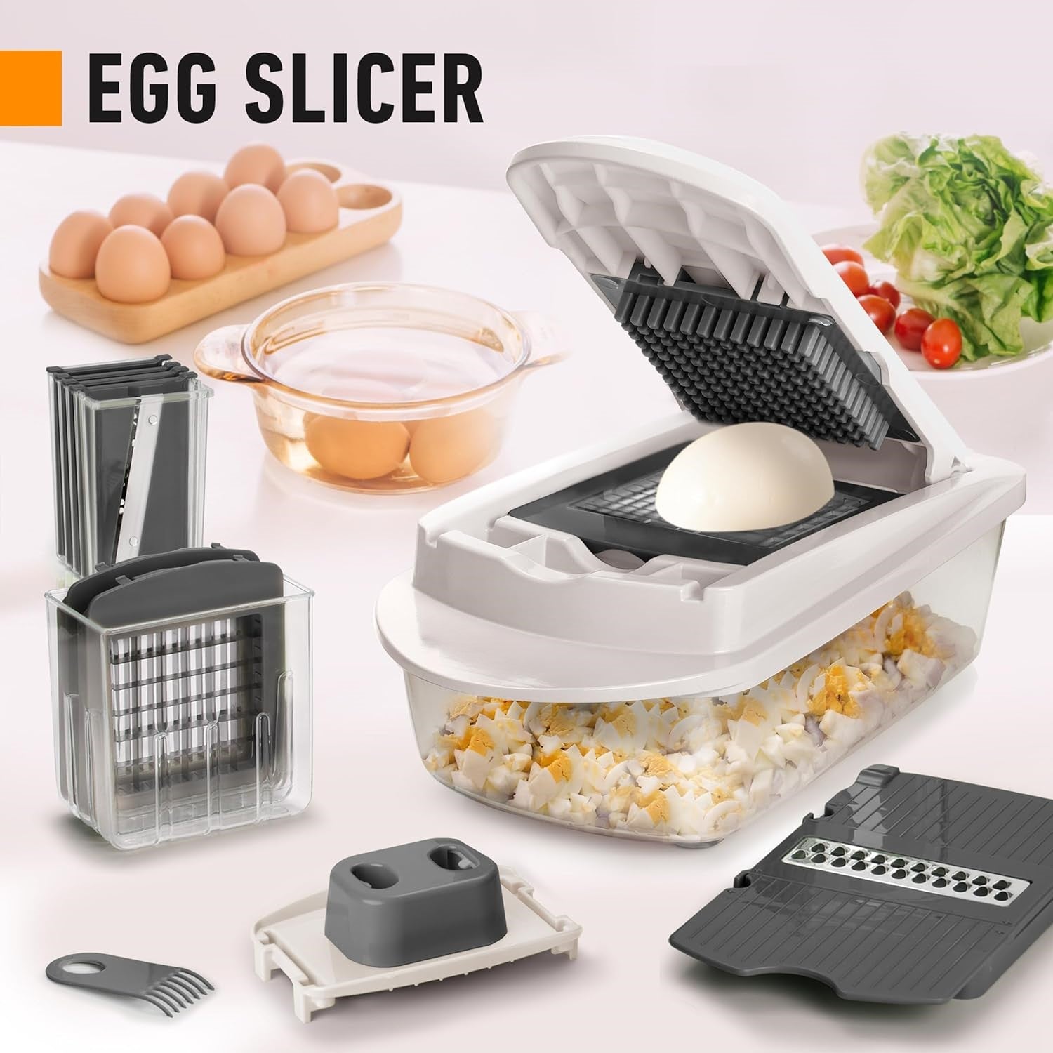 10-in-1 Vegetable Slicer with 8 Blades – Quick Cutting, Chopping, and Grating!