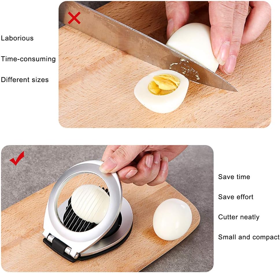 Egg Slicer Made of Stainless Steel – 3 Cutting Styles for Quick Preparation!