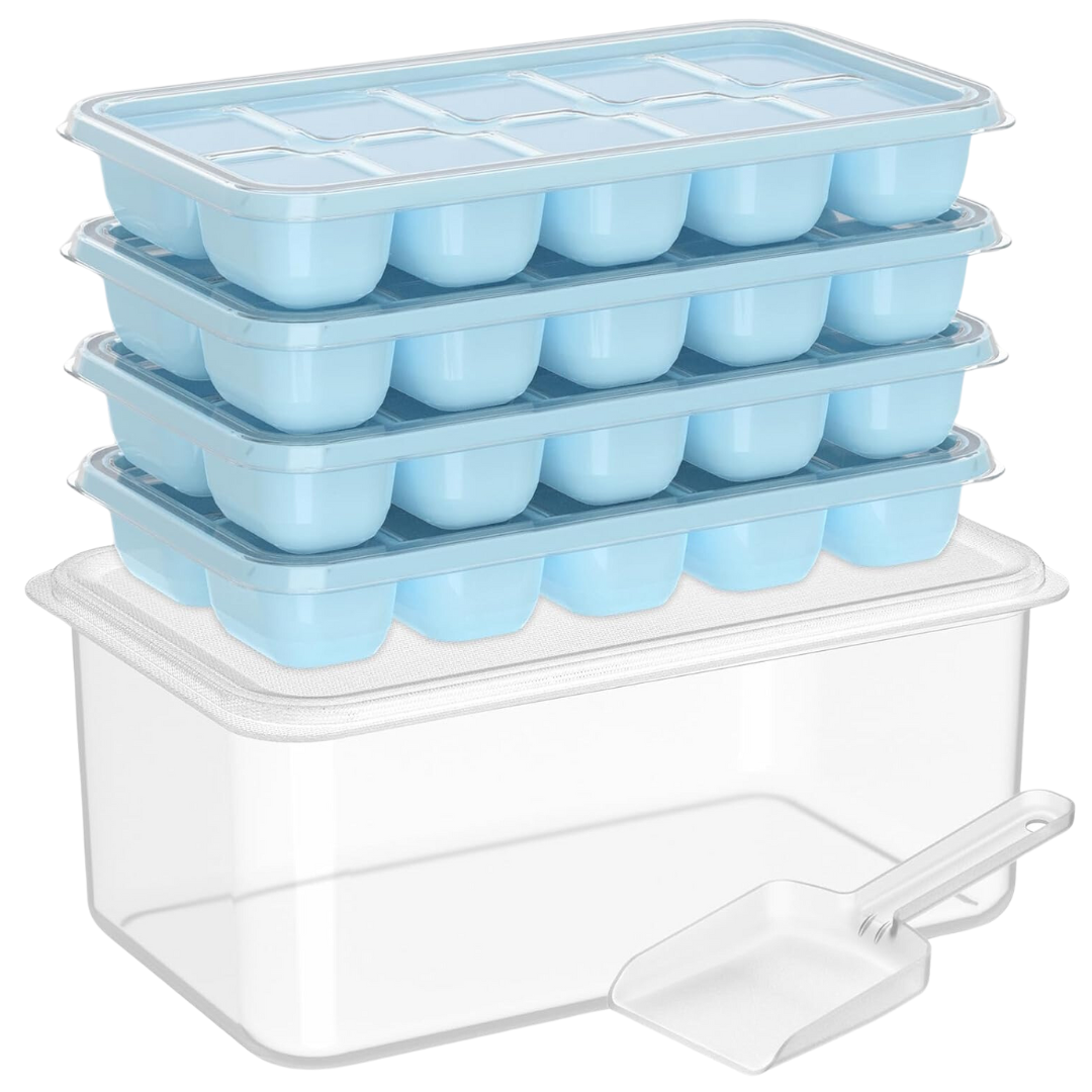Stackable Silicone Ice Cube Moulds with Storage Box