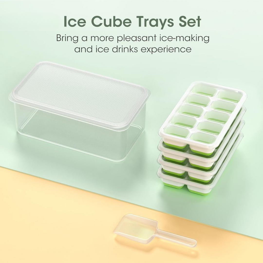 Stackable Silicone Ice Cube Moulds with Storage Box