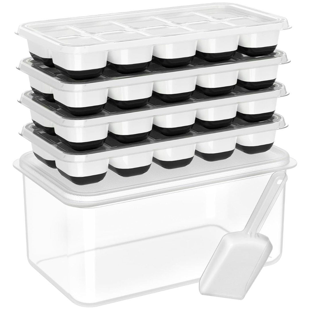 Stackable Silicone Ice Cube Moulds with Storage Box