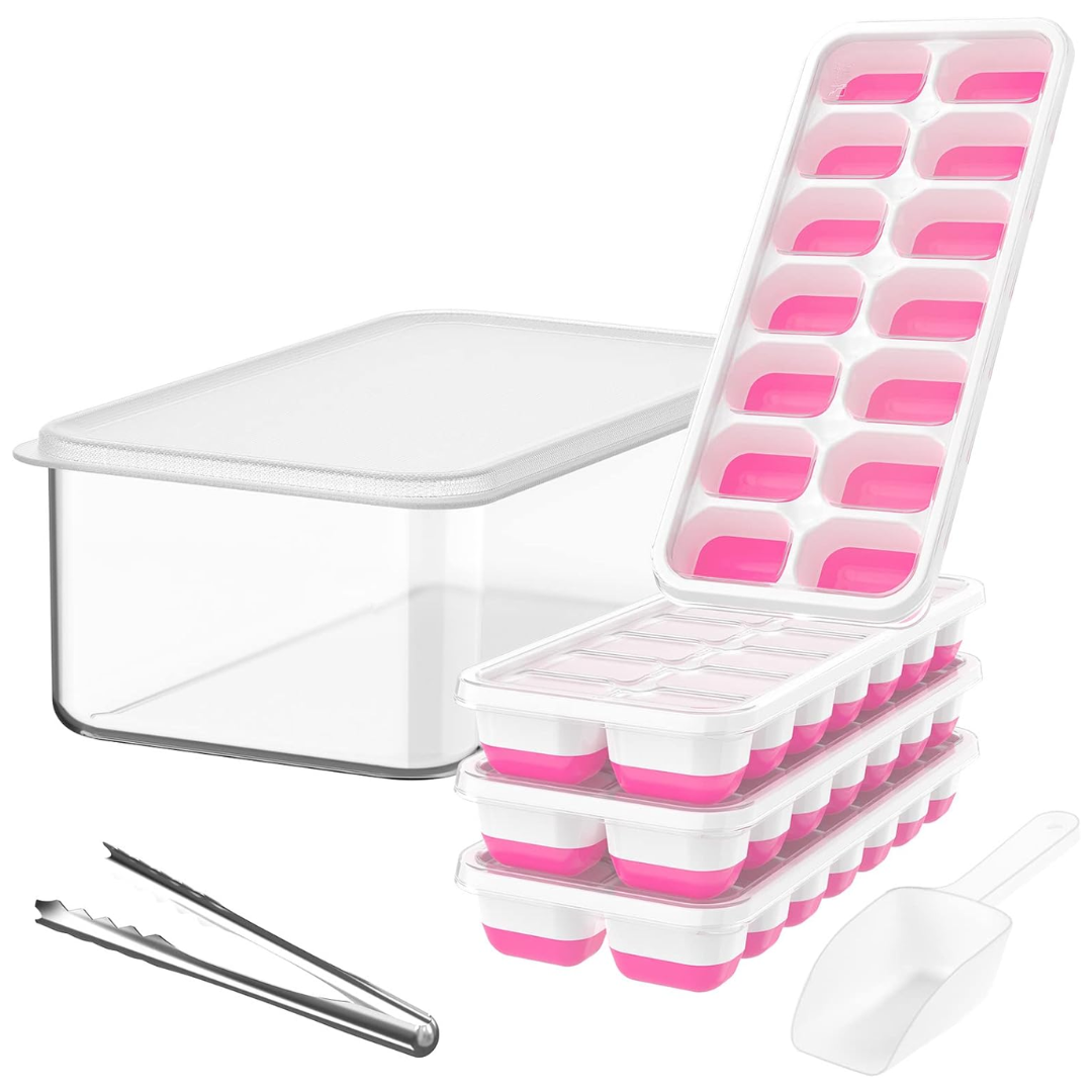 Stackable Silicone Ice Cube Moulds with Storage Box