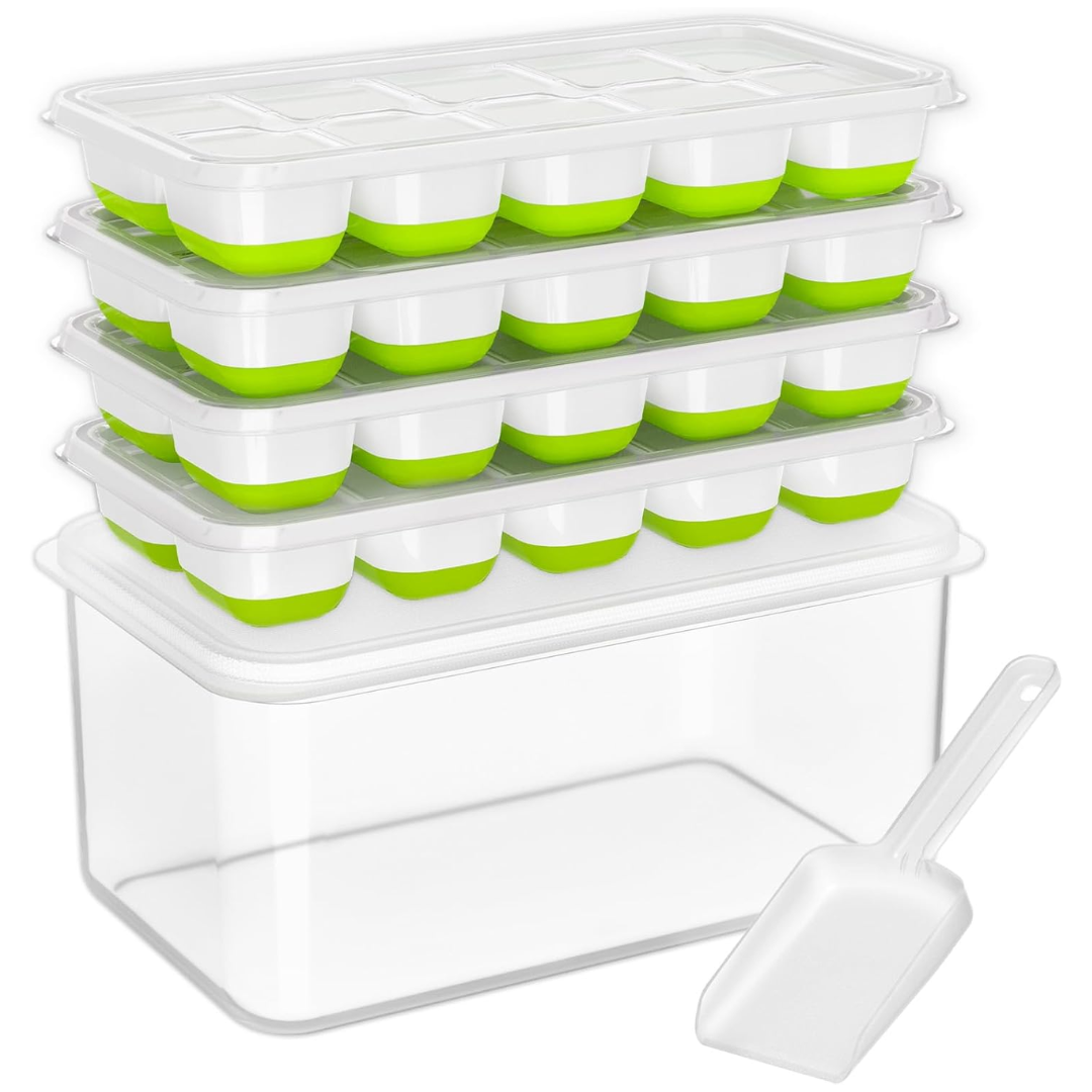 Stackable Silicone Ice Cube Moulds with Storage Box